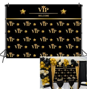 VIP Photography Backdrop Black Gold VIP Party Prom Photo Backdrop 7x5FT Red C... - Picture 1 of 7