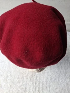 100% Wool Ladies Beret 2 Pc Lot Red Gray Made In France England - Picture 1 of 6