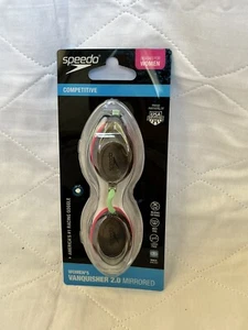 Speedo Damen Vanquisher 2.0 verspiegelte Badebrille rosa und grün - Bild 1 von 3