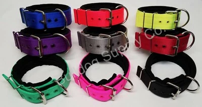 2" 3-Ply Black Padded Nylon Heavy Duty Dog Collar for Pit Bull & Large Breeds