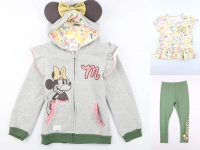 Disney Minnie Mouse Niñas Conjunto de 3 Piezas Cremallera Completa Sudadera con Capucha Camisa Legging Gris Talla 5 6 Foto 1 de 4