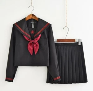 Japanese Sailor School Uniform JK Women Girl Black Furyo Shoujo Costume Dress - Picture 1 of 4