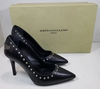 JOHN GALLIANO Women's Studded Leather Pumps In Black Sz 36.5(6.5US) - Image 1 of 4