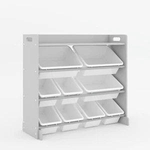 Kids Storage Wooden Unit Children's Bookshelf Toy Box 9 Cube 3 Tier Tubs Box UK - Picture 1 of 7
