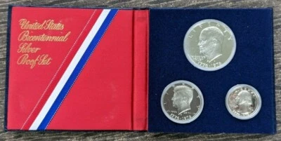 1776-1976 United States 3-Coin Bicentennial Silver Proof Set Mint - Image 1 of 3