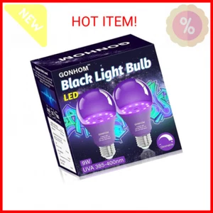 Gonhom 2 Pack A19 LED Black Light Bulbs,Dimmable 9W Blacklight Bulb(100W Equival - Picture 1 of 2