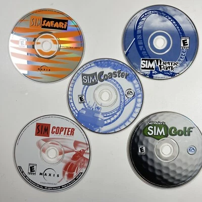 SIM PC Computer Games Lot-Safari, Theme Park, Golf, Copter, Coaster 5 Disc - Image 1 of 2
