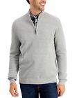 Club Room Mens Quarter-Zip Cotton Sweat Soft Grey Heather S MED GRAY Size SMALL