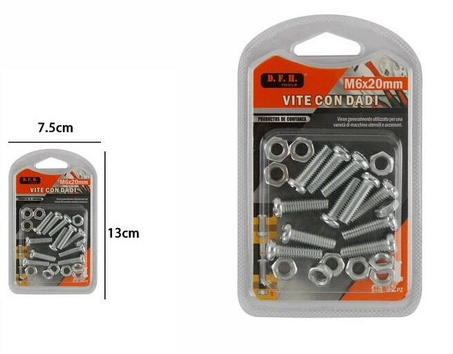 x Confezione 11 Vite Con Dadi M6x20mm dfh - Immagine 1 di 1