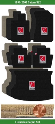 Juego de alfombrillas de lujo personalizadas para Saturn SL2 1991-2002 con logotipo (5 piezas) #121S Foto 1 de 4