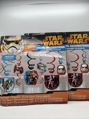 Paquete de 12 decoraciones remolinos divertidas para fiesta de cumpleaños de Star Wars 2 paquetes Foto 1 de 4