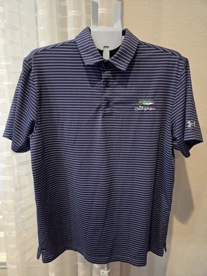 Camisa polo de golf Under Armour The Coeur D’Alene grande a rayas azules y grises para hombre Foto 1 de 4