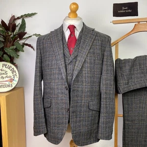 Walker Slater (40/42S) Tweed POW Glen Check 3 Piece Suit Scottish Houndstooth - Picture 1 of 22
