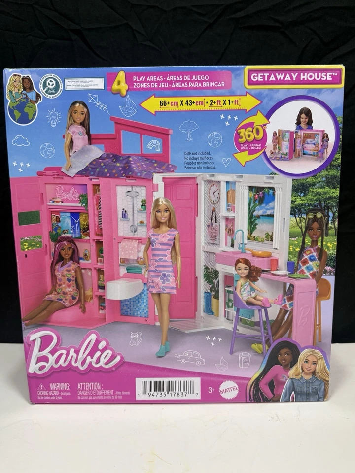 2023 MATTEL BARBIE GETAWAY HOUSE DOLL PLAYSET AND ACCESSORIES #HRJ76