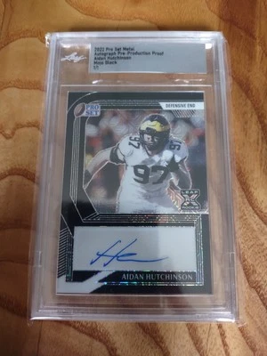 2022 Leaf Pro Set Metal Aidan Hutchinson BLACK MOJO 1/1 PRE PROD PROOF AUTO - Image 1 of 2