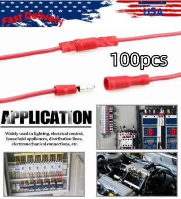 Electric Female & Male Crimp Connector Bullet Terminal Insulated 22-10AWG 100Pcs - Image 1 of 4