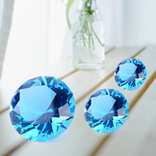 30/40/60mm Blue Crystal Paperweight Cut Glass Giant Diamond Jewel Decoration gl