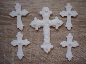 Edible Sugar Icing Christening Holy Communion Baptism Cross set Toppers - Picture 1 of 10