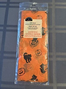 Hallmark Gift Tissue Halloween Black Cat Jack O Lantern Tissue Paper Vintage - Picture 1 of 5