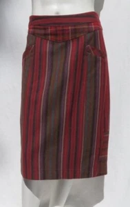ROBERT GRAHAM US M 8 Striped Plaid Cotton Wool Pencil Straight Skirt Midi Fall - Picture 1 of 6