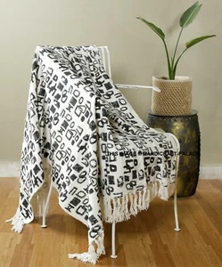 Hand Block Print Cotton Soft Bedding Blanket Bohemian Couch Sofa Throw 72X52"In - Picture 1 of 3