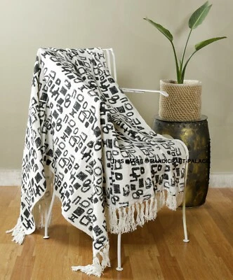 Handblockdruck Baumwolle Weiche Bettdecke Boho Couch Sofa Überwurf 72X52" - Bild 1 von 3