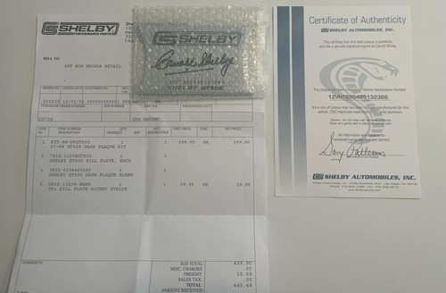 NEW (Never Installed!) 2007-2009 Shelby GT500 Carroll Shelby signed ...