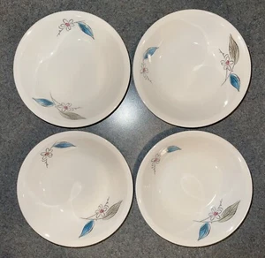 Vtg PADEN CITY POTTERY Biscayne MC 5” Berry Side BOWLS Dishes Leaf+Flower Salem - Picture 1 of 4