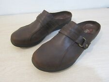 WEAR EVER DARESAY SLIP ON COMFORT CLOGS/SHOES, SZ 10, BROWN, BUCKLE, FREE S&H