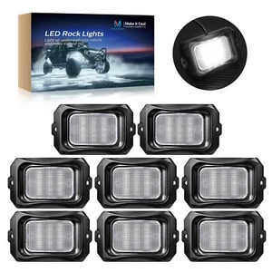8Pods LED Rock Lights Solid White Underglow Truck Offroad Lamp For Truck UTV RZR - Picture 1 of 21