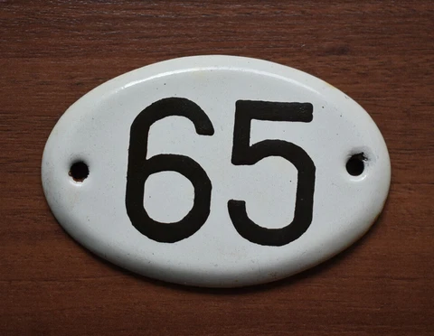 USSR Door Number 65 Apartment flat plate sign Plaque Enameled metal vintage Cover
