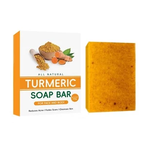 Handmade Turmeric Soap Bar with Lemon, Kojic Acid, & Ginger EXP 4/23/2027 - Picture 1 of 6