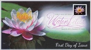 2015, Water Lilies, white, Pink, Cleveland OH, FDC, DCP, 15-044 - Picture 1 of 1