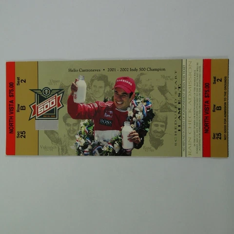 2003 Indianapolis 500 Ticket Stub Credential North Vista Sec 25 Row B Seat 2 Cover