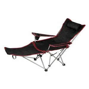Removable Footrest Reclining Camping Chair, 1-Pack, 1 x Camping Recliner Black - Picture 1 of 7