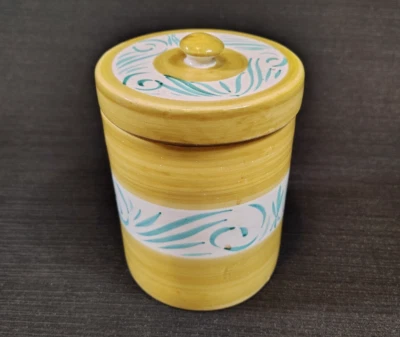 Vintage, Italian, Hand Painted, Pottery, Canister W/ Lid, Kitchen, Container - Image 1 of 4