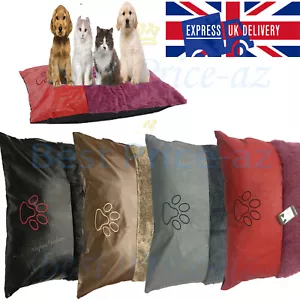 More details for medium &amp; extra large comfy half leather fur dog pet bed washable zipped cushion