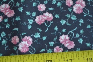 17" Long, Vintage, 1991, Pink Green Black Floral Cotton, Fabric Traditions, N483 - Picture 1 of 5