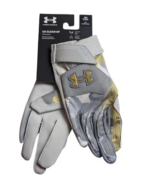 Guantes de bateo de béisbol Under Armour Clean Up camuflados/dorados para hombre talla pequeña NUEVO Foto 1 de 3