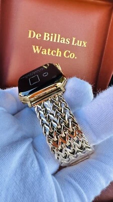 Custom 24k Gold Plated 41mm Apple Watch Stainless Steel Series 9 Chains Band - Image 1 of 4
