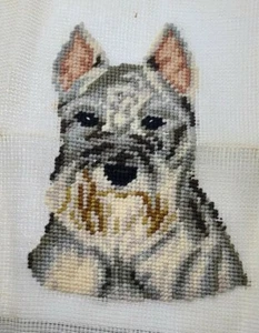 Gray Schnauzer Dog Needlepoint 15"x15" - Picture 1 of 11