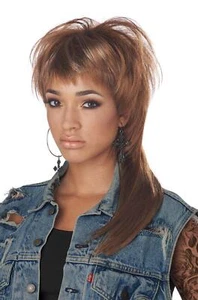 Femullet Wig 80's Mullet Fancy Dress Halloween Adult Costume Accessory 2 COLORS - Picture 1 of 3