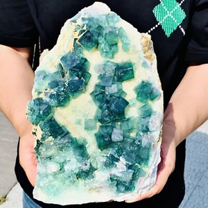 9.63LB NATURAL Green FLUORITE Quartz Crystal Cluster Mineral Specimen - Picture 1 of 12