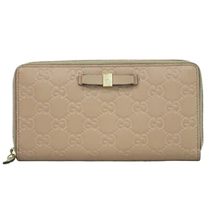 GUCCI Guccissima Portafoglio Pelle 388680 Zip Tonda Oro Rosa-Beige - Foto 1 di 10