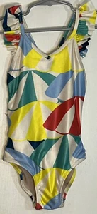 The Tea Collection Little Girl Sz 5 One Piece Swimsuit V Neck Colorful Umbrellas - Picture 1 of 10