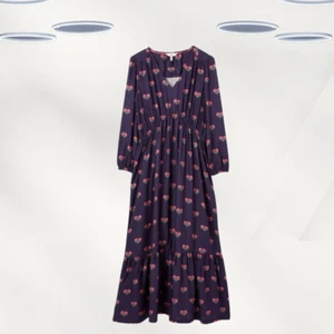 Ex Joules Damen 3/4-Ärmel abgestuftes Kleid in marineblau Frühling Blumenmuster