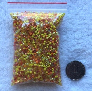 Großhandel 6800 Stck. Posten Großpackung 11/0 kleine Glasperlen 100 g TOLLE gelbe & orange Mischung  - Bild 1 von 3