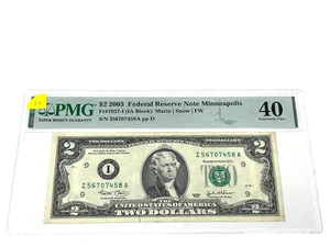 2003 $2 Two Dollars, FEDERAL RESERVE NOTE Minneapolis, PMG 40 Extrem. Fine (#32) - Picture 1 of 2