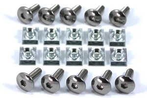 10x Small m5 5mm Motorcycle Fairing Spring Speed Clips & Stainless Steel Bolts - Picture 1 of 8