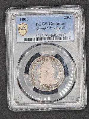 1805 Draped Bust Quarter | PCGS VG Detail, Gouged - Image 1 of 4